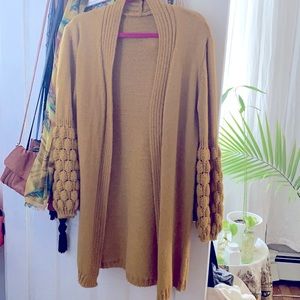 Mustard Yellow Puff Sleeve Cardigan